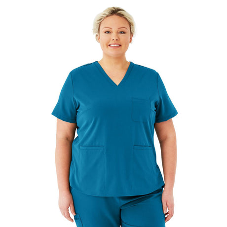 Lexington AVE Women's V-Neck Scrub Tops with 3 Pockets Caribbean Blue
