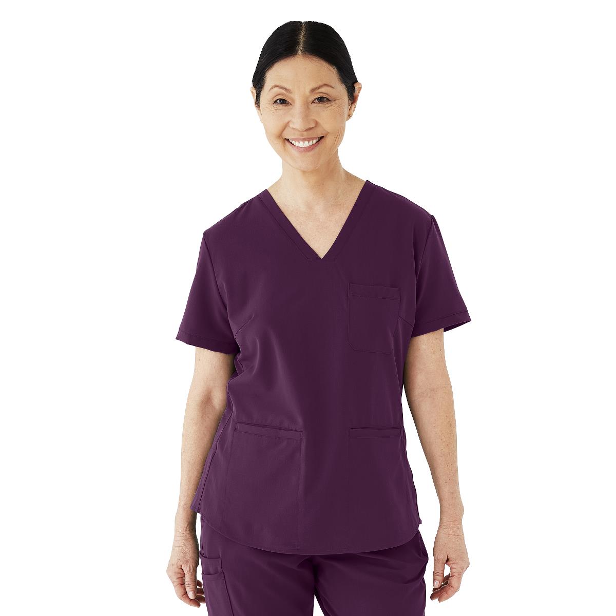 Lexington AVE Women's V-Neck Scrub Tops with 3 Pockets Eggplant