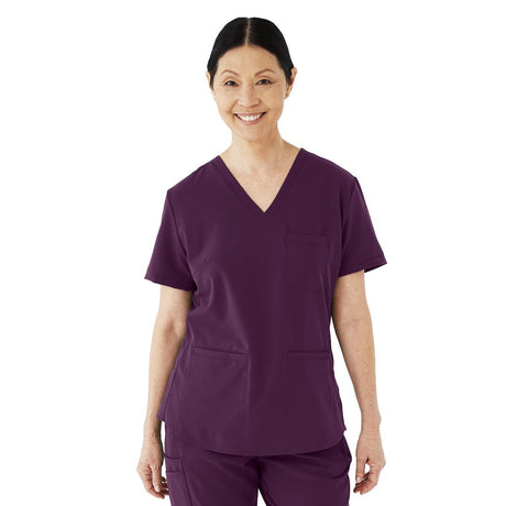 Lexington AVE Women's V-Neck Scrub Tops with 3 Pockets Eggplant