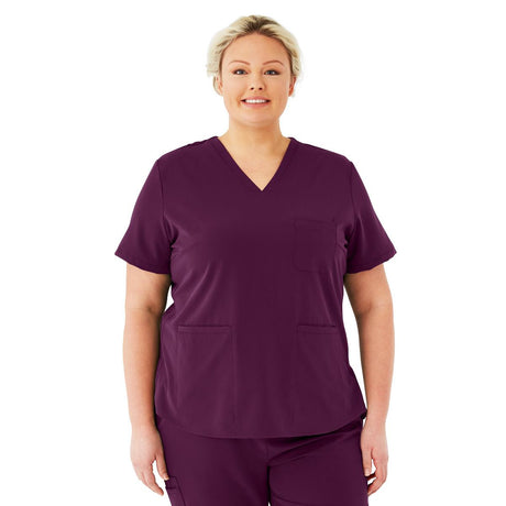 Lexington AVE Women's V-Neck Scrub Tops with 3 Pockets Eggplant