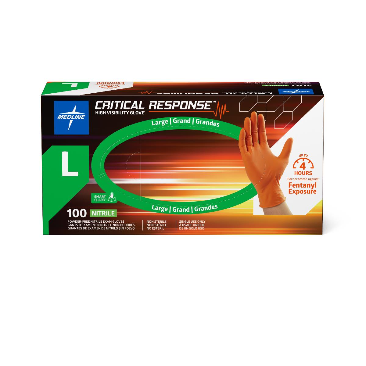 Critical Response Powder-Free Nitrile Exam Gloves Orange