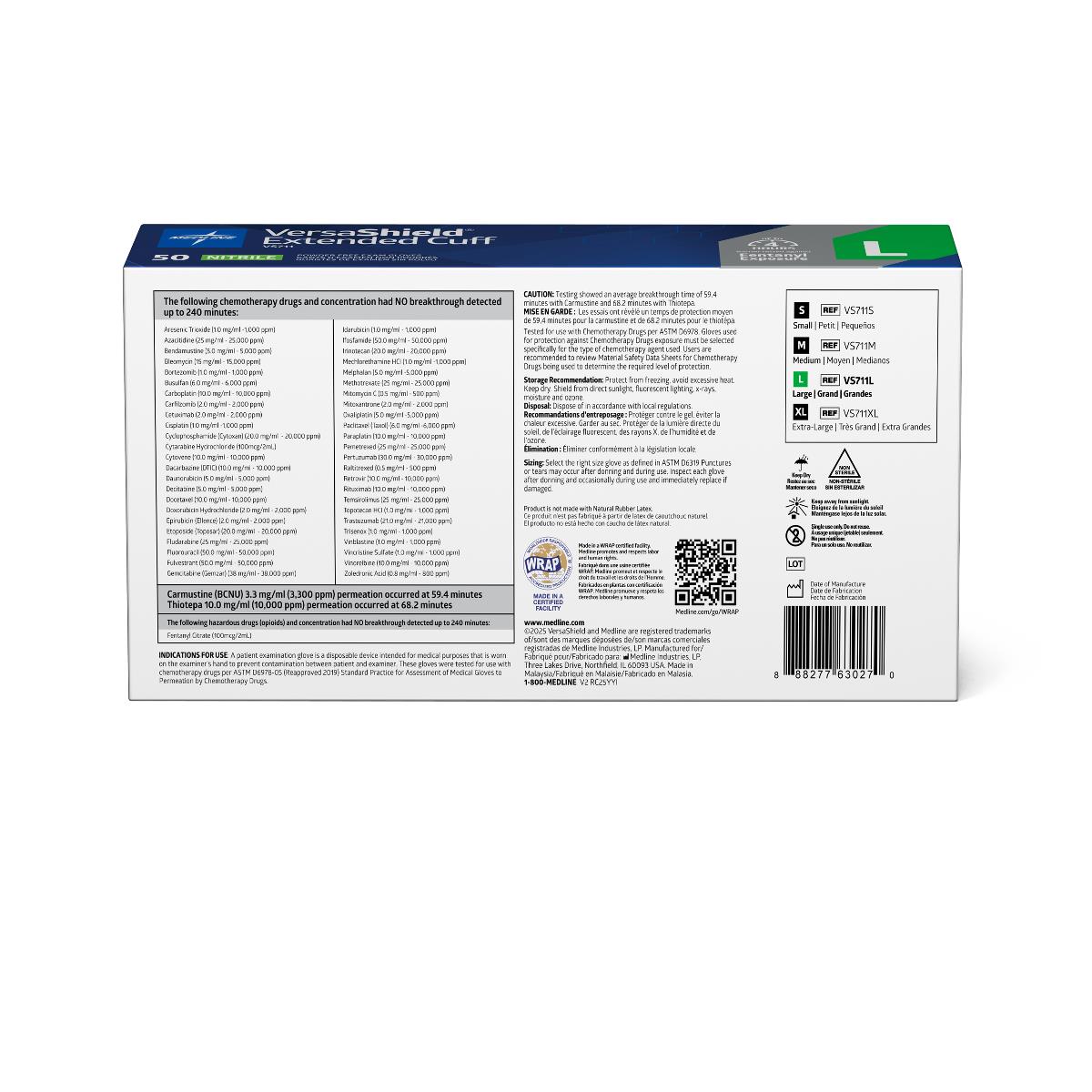 VersaShield Extended Cuff Powder-Free Nitrile Exam Gloves 12" (30.5 Cm) Blue