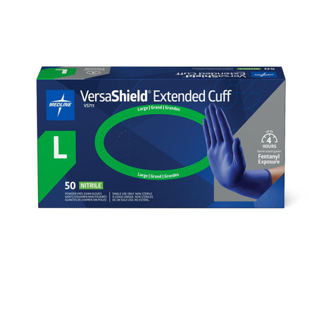VersaShield Extended Cuff Powder-Free Nitrile Exam Gloves 12" (30.5 Cm) Blue