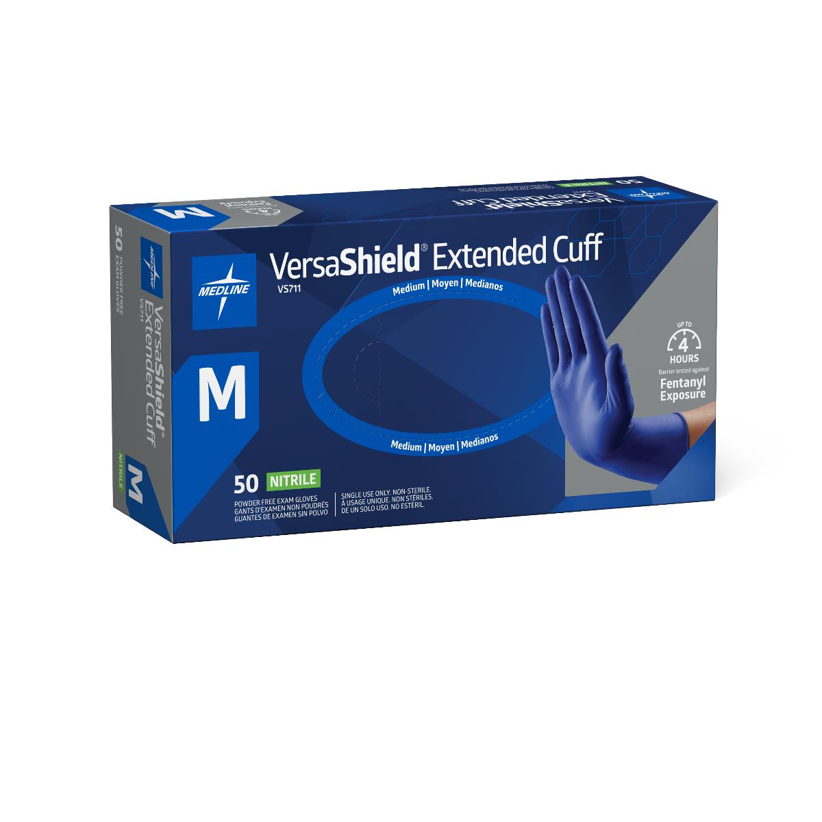 VersaShield Extended Cuff Powder-Free Nitrile Exam Gloves 12" (30.5 Cm) Blue