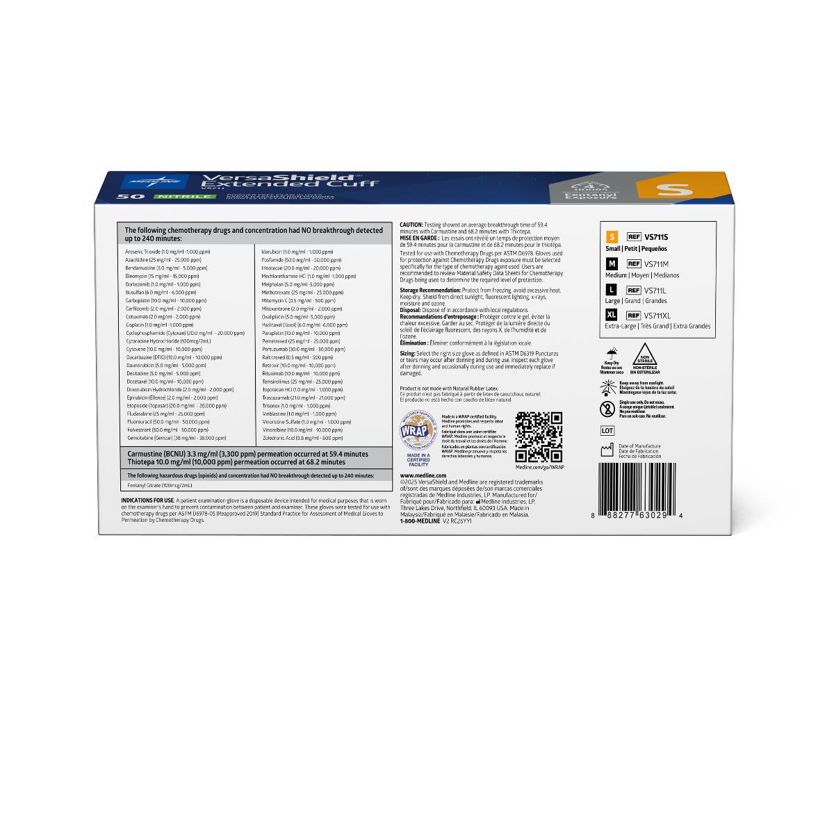 VersaShield Extended Cuff Powder-Free Nitrile Exam Gloves 12" (30.5 Cm) Blue