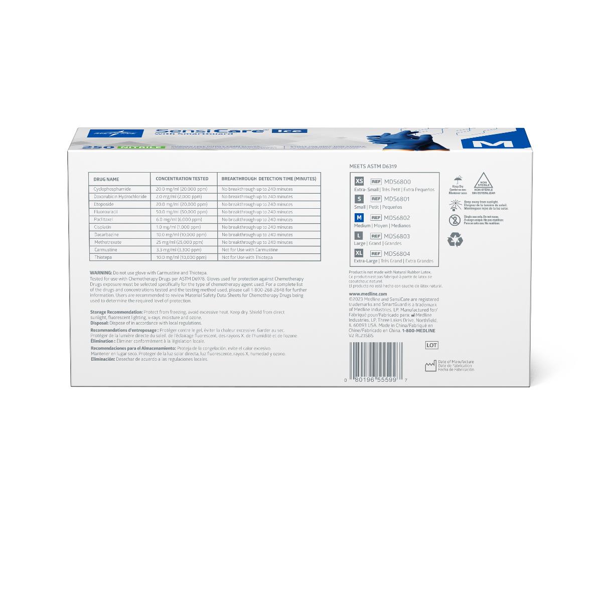 Sensicare Ice Nitrile Exam Glove Powder-free Medium Boxes Of 250 Blue