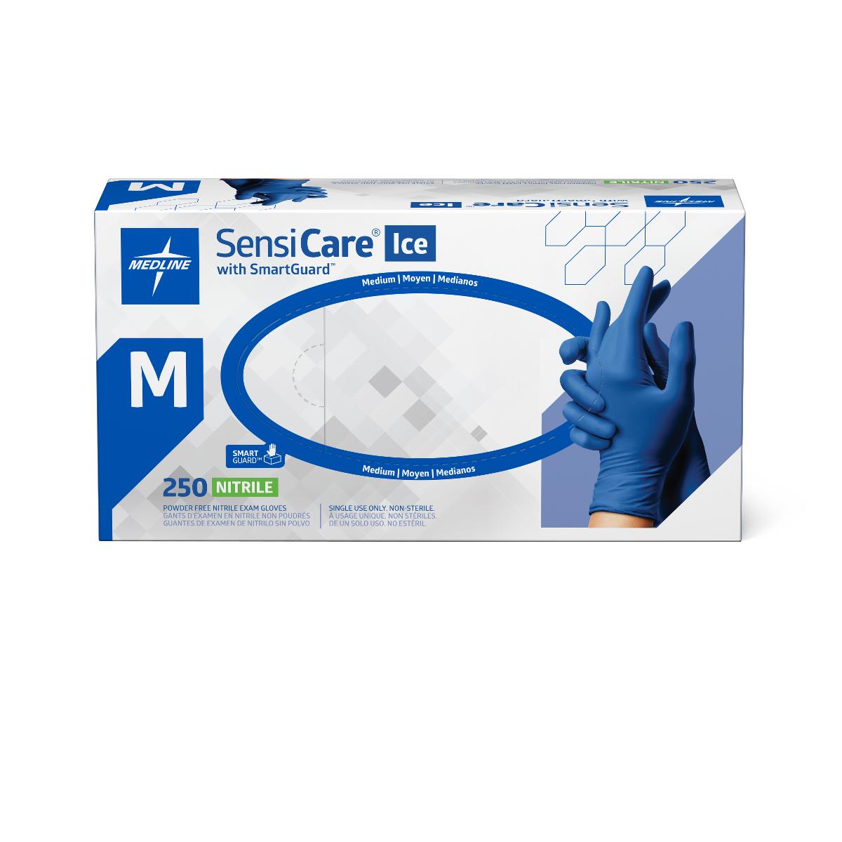 Sensicare Ice Nitrile Exam Glove Powder-free Medium Boxes Of 250 Blue