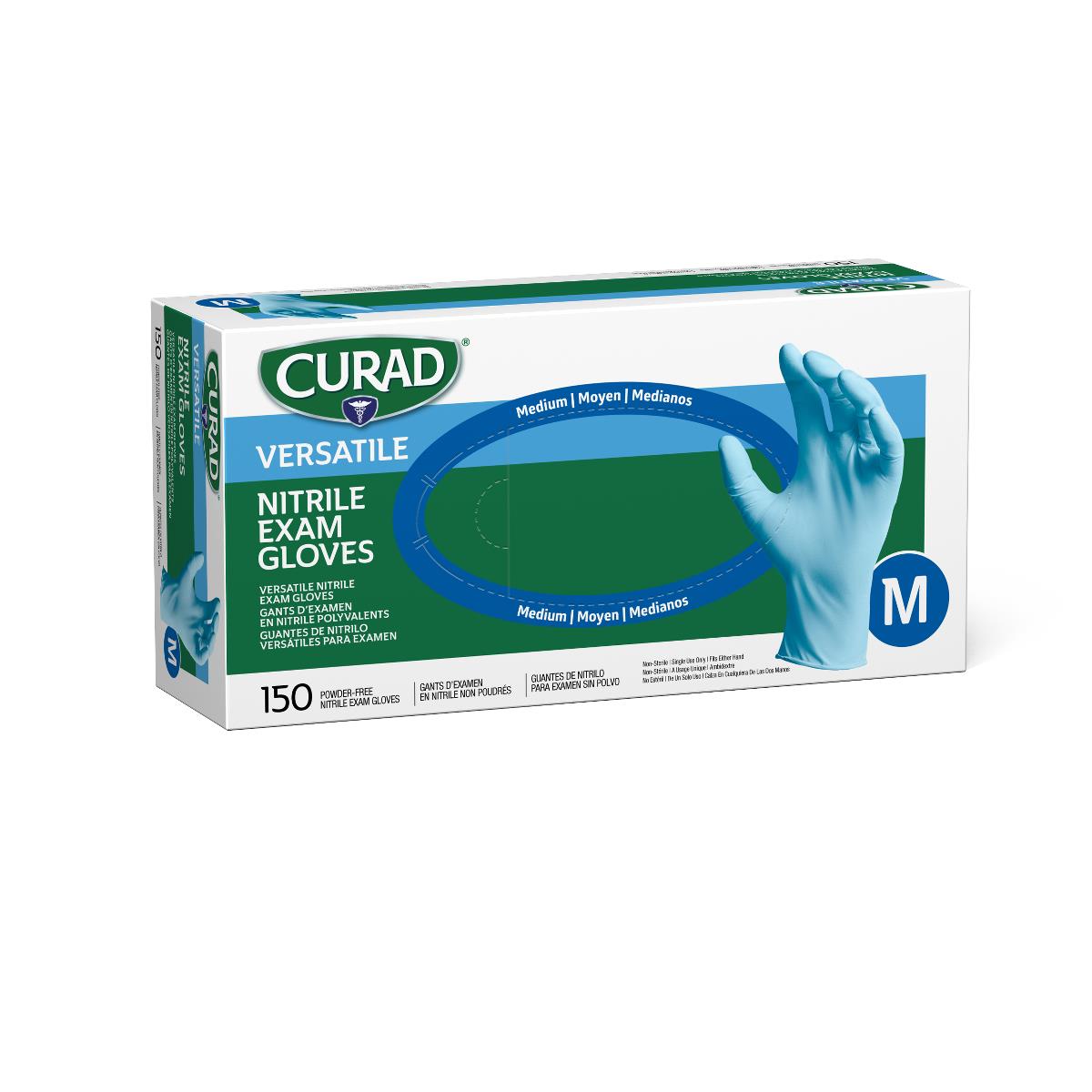 CURAD Powder-Free Textured Nitrile Exam Gloves Blue