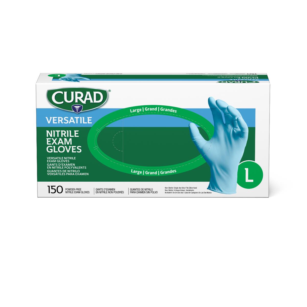 CURAD Powder-Free Textured Nitrile Exam Gloves Blue