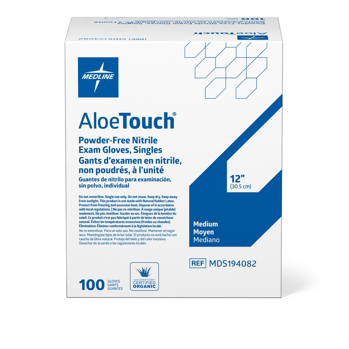 AloeTouch Sterile 12" Powder-Free Nitrile Exam Gloves Extended Cuff Green