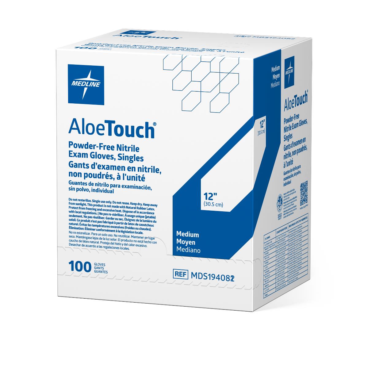 AloeTouch Sterile 12" Powder-Free Nitrile Exam Gloves Extended Cuff Green