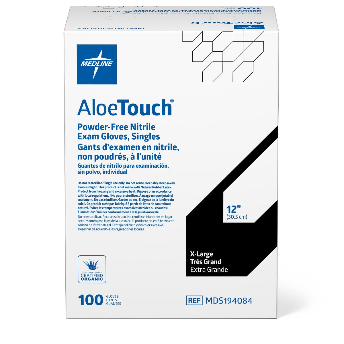 AloeTouch Sterile 12" Powder-Free Nitrile Exam Gloves Extended Cuff Green
