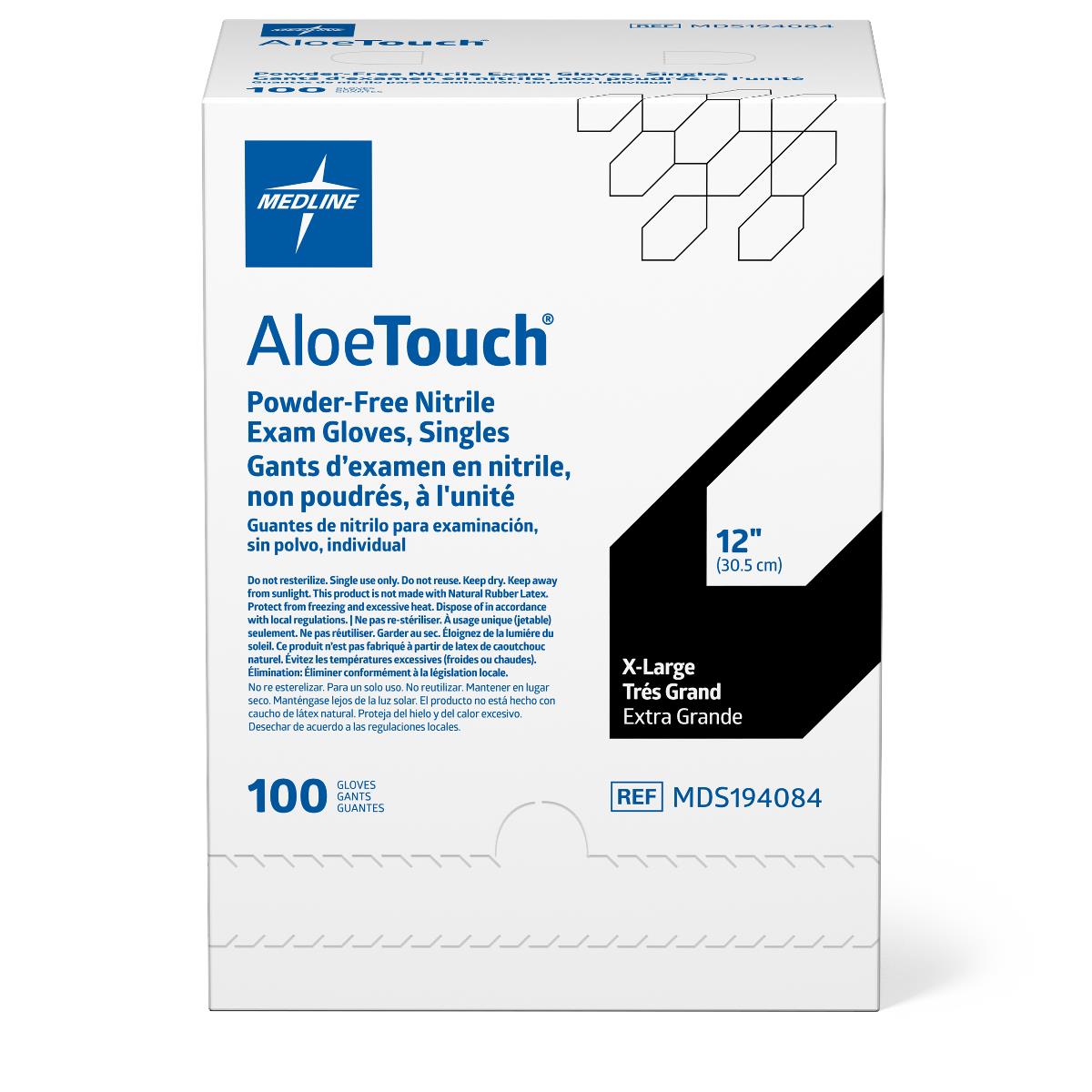 AloeTouch Sterile 12" Powder-Free Nitrile Exam Gloves Extended Cuff Green