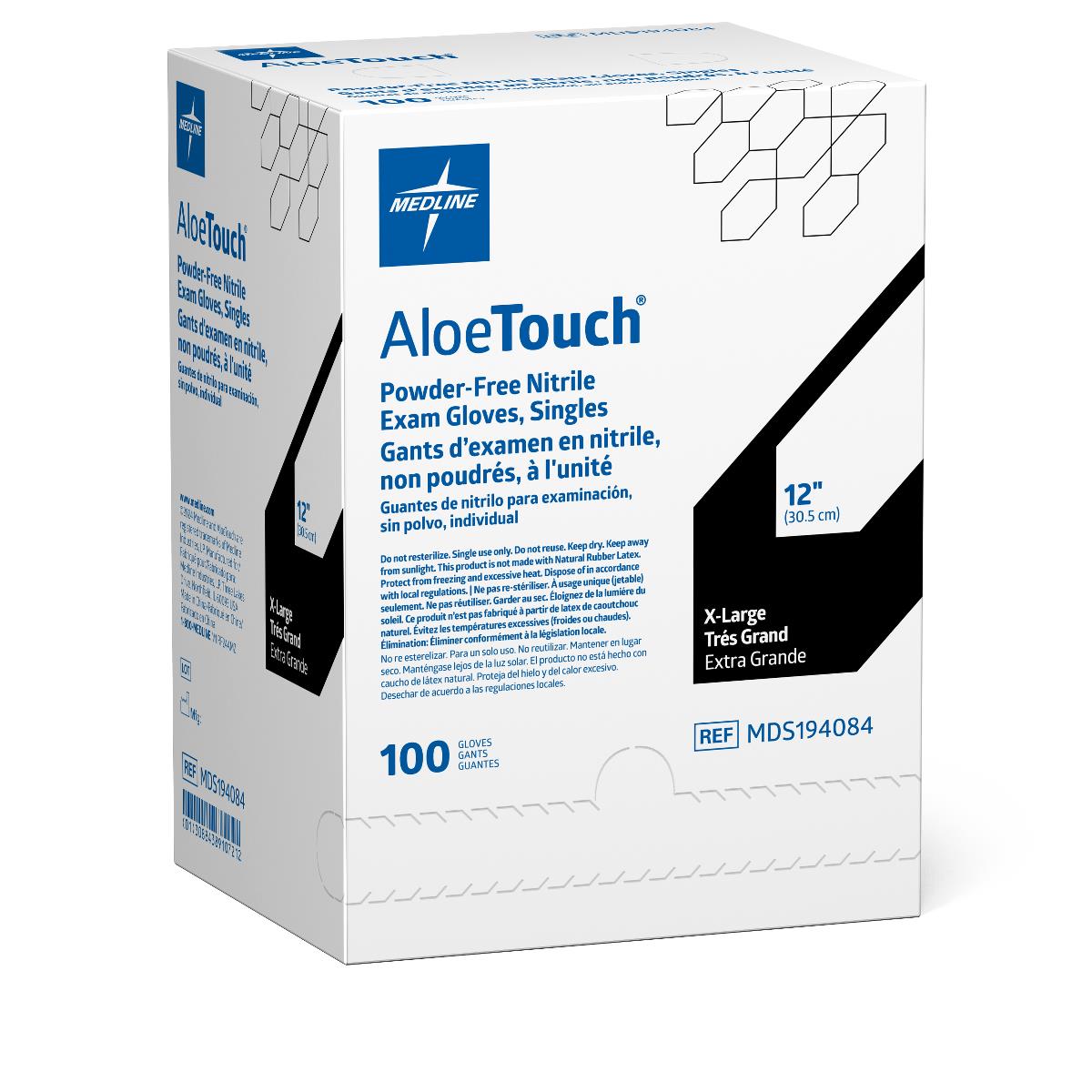 AloeTouch Sterile 12" Powder-Free Nitrile Exam Gloves Extended Cuff Green