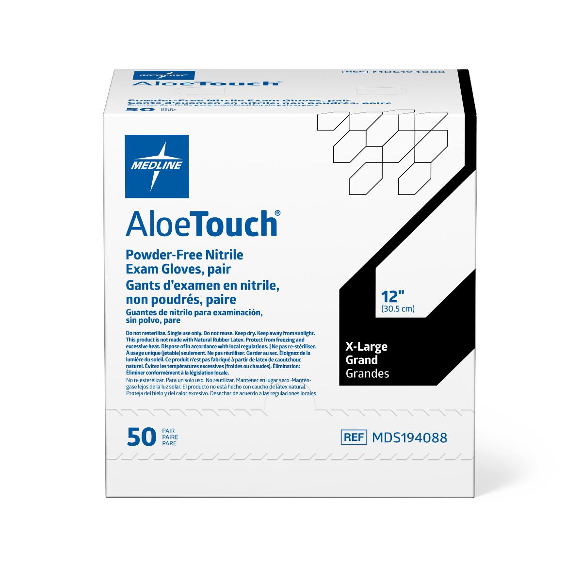 AloeTouch Sterile 12" Powder-Free Nitrile Exam Gloves Extended Cuff Green