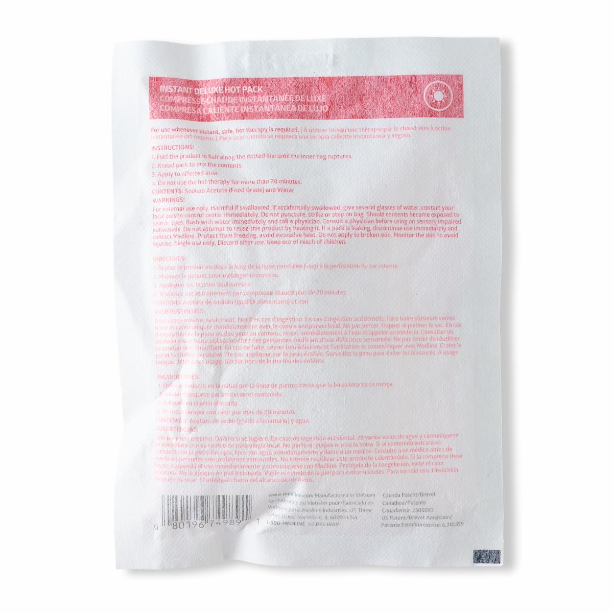 Medline Deluxe Instant Hot Pack With Gentle Cover 6" x 8"