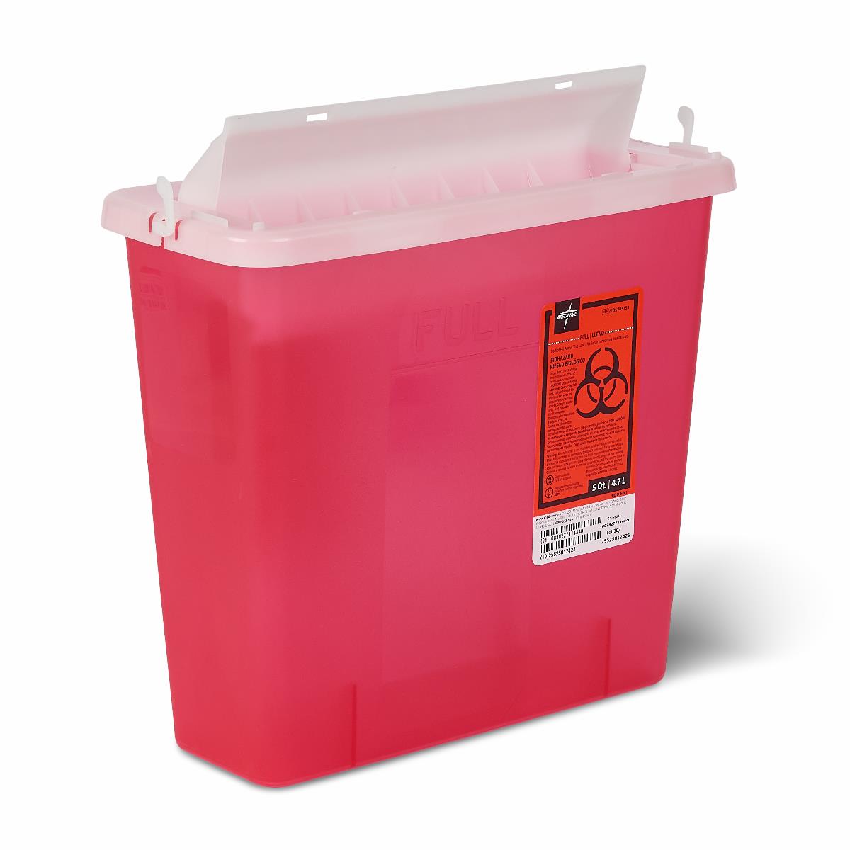 Medline Biohazard Patient Room Sharps Disposal Containers 5 qt