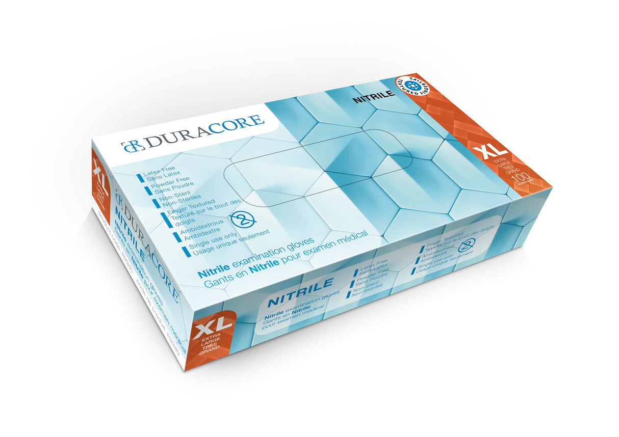 Bx/100 Duracore Nitrile Examination Gloves, 4.2 Mil, Powder Free, X-Large (All Sales Final /Non Returnable)