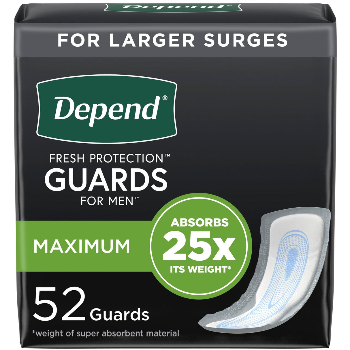 Pkg/52 Depend Fit-flex Maximum Guards Male Convenience