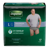 Paquet de 17 sous-vêtements Depend Fit-flex Maximum, taille L, pour homme