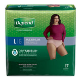 Paquet de 17 sous-vêtements Depend Fit-flex Maximum, taille L, confort féminin