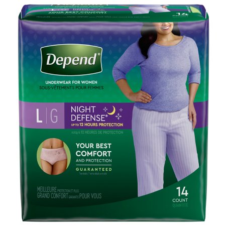 Sous-vêtements de nuit Depend Night Defense Blush pour femme, taille L