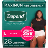 Pkg/28 Depend Fit-flex Maximum Underwear Large Female Bulk