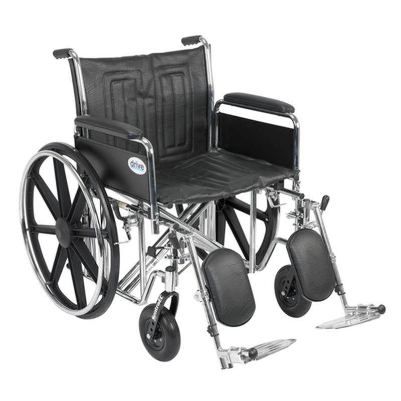 Silla de ruedas resistente Sentra Ec, brazos completos desmontables, reposapiernas elevables, asiento de 22" - 1 unidad