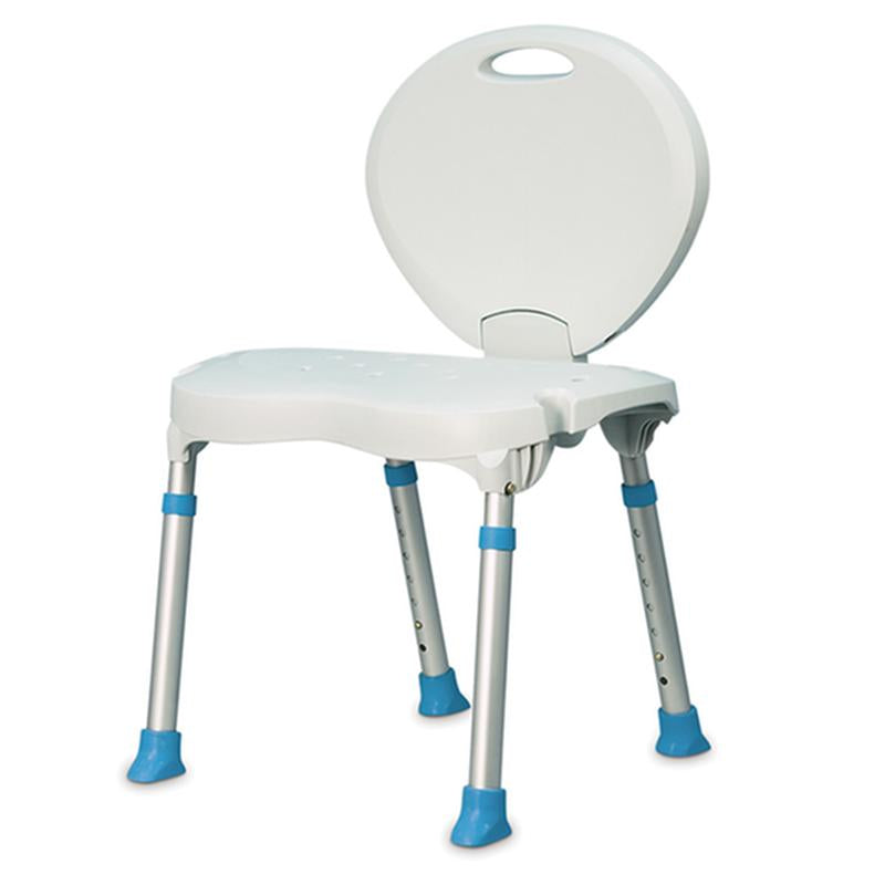 Chaise de bain et de douche pliante avec siège et dossier antidérapants, blanc - 1 pièce