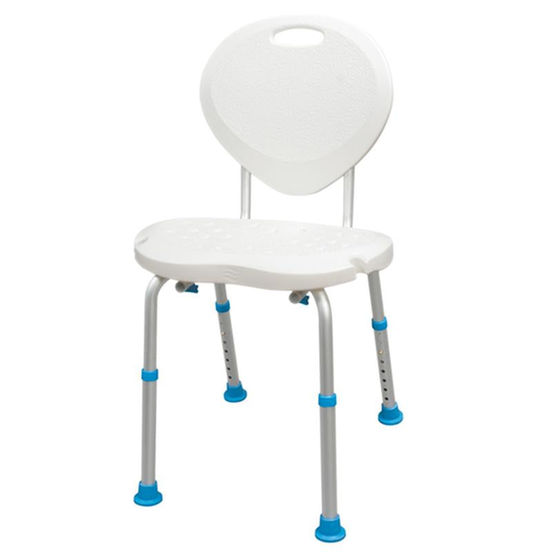 Silla de baño y ducha ajustable con asiento y respaldo cómodos antideslizantes, color blanco - 1 unidad