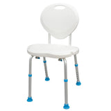 Chaise de bain et de douche réglable Ea/1 avec assise et dossier confortables antidérapants, blanche