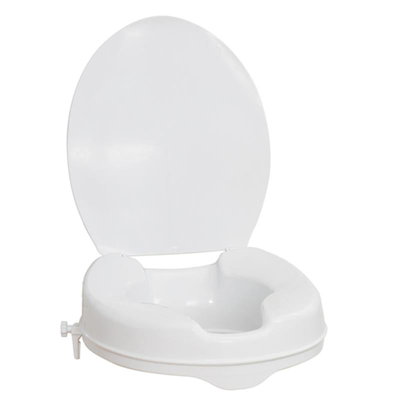 Raised Toilet Seat With Lid, White, 2" - 1 Each