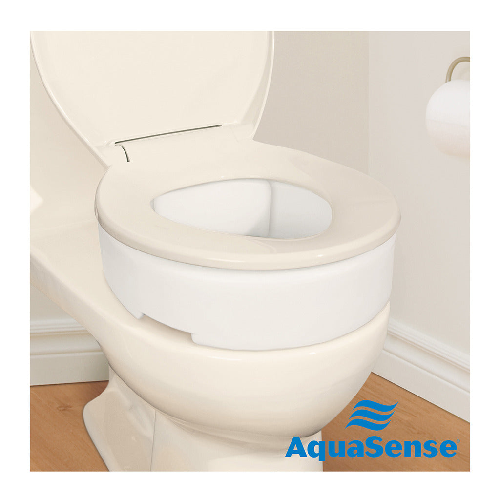 Ea/1 Aquasense Elongated Toilet Seat Riser With Hinge, 3 1/2" Height, Wt Capacity 300lbs
