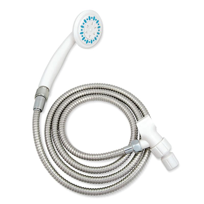 Pommeau de douche à main à 3 réglages avec tuyau en acier inoxydable ultra-long, blanc - 1 pièce