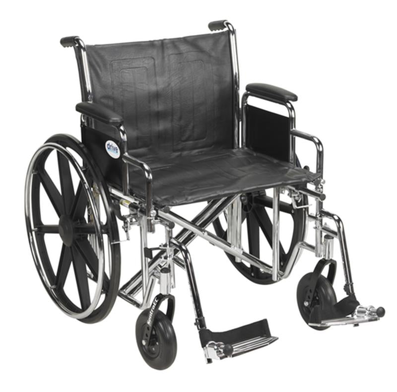 Fauteuil roulant robuste Sentra Ec, accoudoirs de bureau amovibles, repose-pieds pivotants, siège de 22 po - 1 chacun