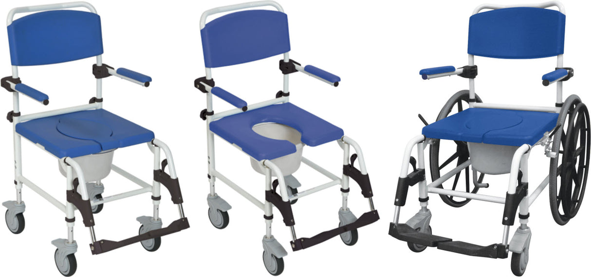 Aluminum Bariatric Rehab Shower Commode Chair With Two Rear-locking Casters - BeHope