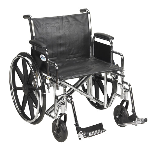 Sentra Ec Heavy Duty Wheelchair, Detachable Desk Arms, Swing Away Footrests, 24" Seat - BeHope
