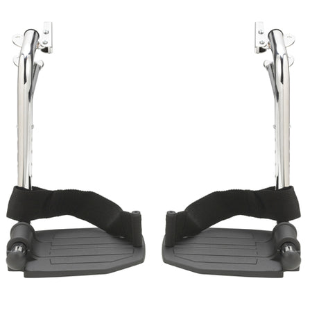 Chrome Swing Away Footrests With Aluminum Footplates, 1 Pair - BeHope
