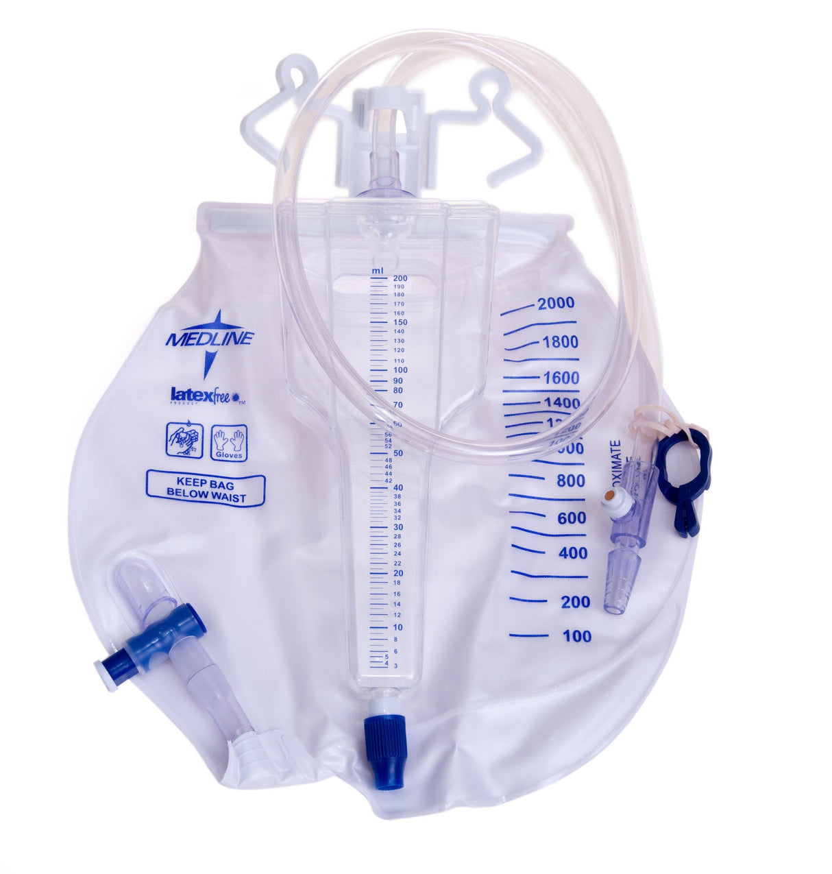 Sacs de drainage pour compteur d'urine Ea/1, 200 ml, pince métallique, robinet coulissant, sans latex