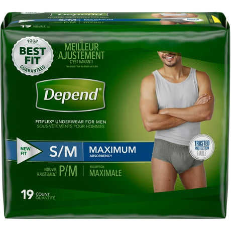 Depend Fit-flex Maximum Underwear Sm/med Male Convenience - Package Of 19 - Behope
