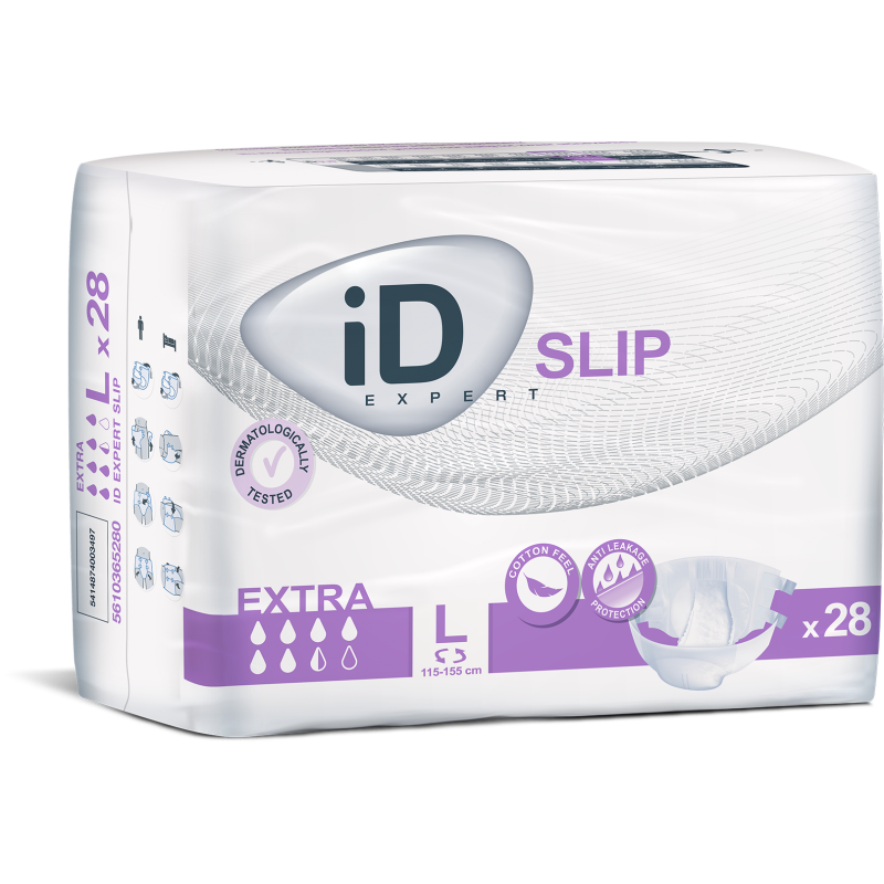 Cs/4 (28/Pkg) Slip de jour supplémentaire Id Slip (45-61"), absorption 2850 ml, grand