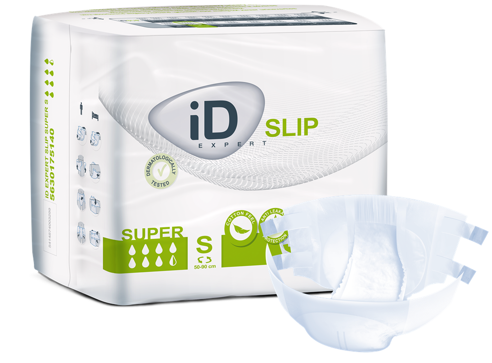 CS/4 (14/PKG) ID SLIP SUPER, SMALL, (19"-35"), 2100 ML ABSORBENCY. - BeHope