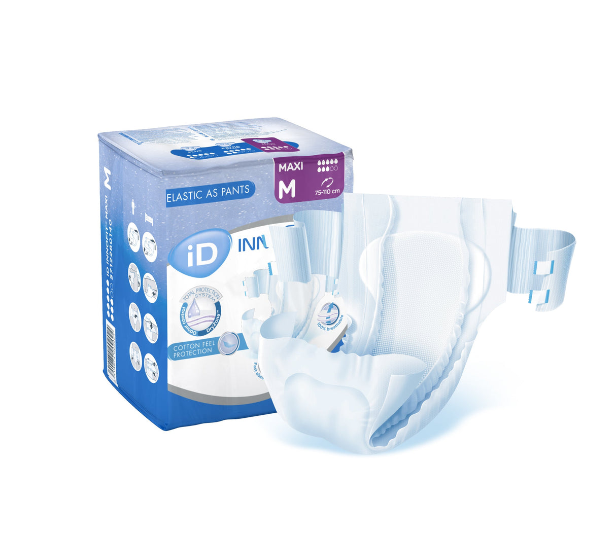 Cs/4 (14/Pkg) Id Innofit Maxi Stretch, Medium (29"-43") , 2800Ml Absorbency.