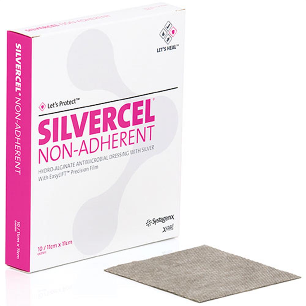 BX/10 SILVERCEL NON-ADHERENT HYDRO-ALGINATE ANTIMICROBIAL DRESSING WITH SILVER 11CM X11CM - BeHope