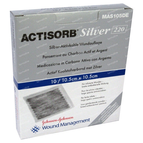 (Cs5) Bx/10 Actisorb® Apósito de carbón activado con plata 220 10,5 cm x 10,5 cm