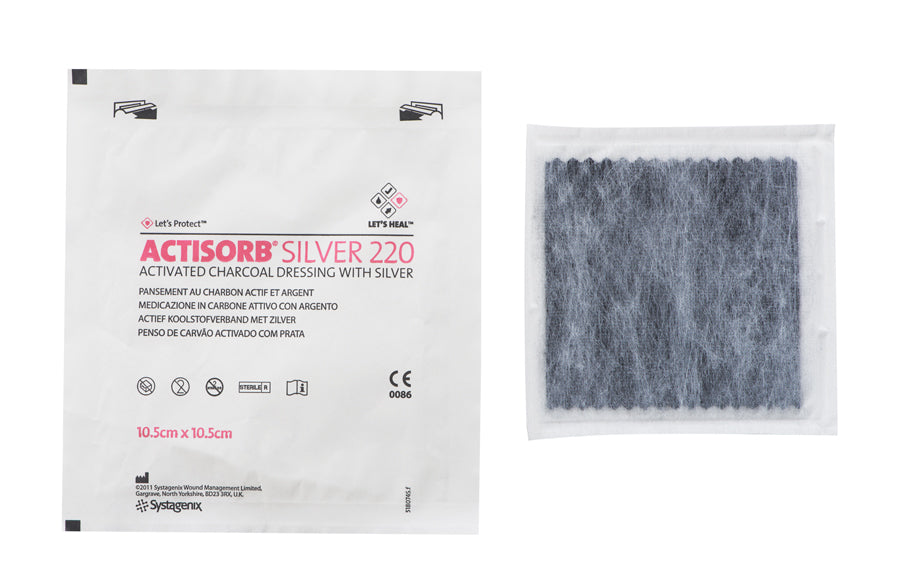 BX/10 ACTISORB SILVER 220 ACTIVATED CHARCOAL DRESSING WITH SILVER 10.5CM X 10.5CM - BeHope