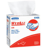 Paquet de 100 lingettes renforcées Wypall X70 Workhorse dans une boîte pop-up, blanches 9,1 po x 16,8 po