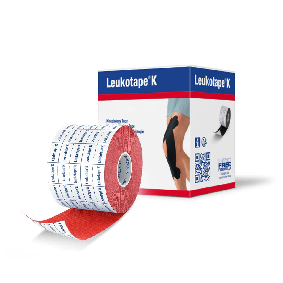 Leukotape k thin elastic adhesive tape 5cm x 5m, red - BeHope