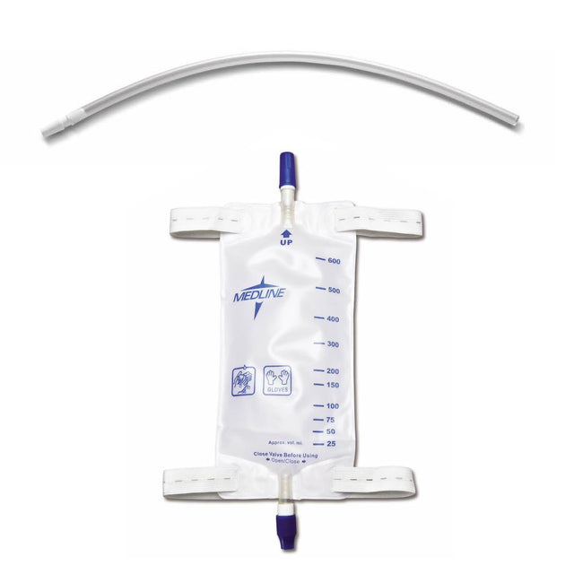 Urinary Leg Drainage Bag With Elastic Strap, 18" Extension Tubing, Medium - Each - BeHope