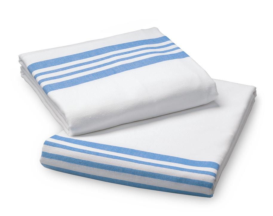 Cs24  Blanket Spread Flannel,Blue Stripped,2Lbs,55%Cotton/45%Polyester (Hospital)